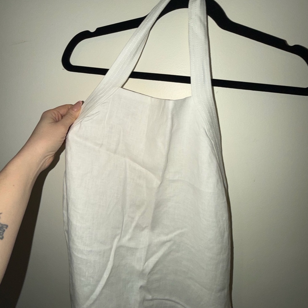 Zara 100% linen halter dress